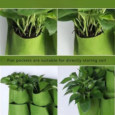 Wall-mounted Felt Planting Bag with Multi-pocket, Vertical Planter for Garden Villa
