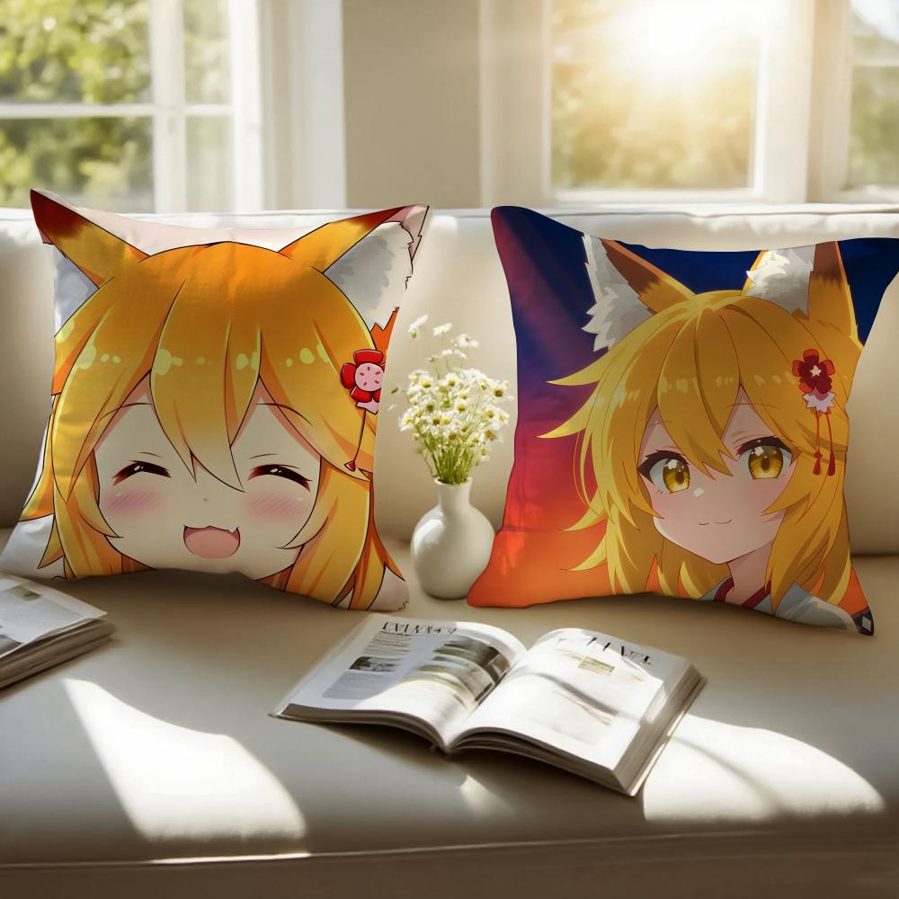 Fashion TThe Helpful Fox SenkoSanS Cartoon Cushion Cover Pillowcase Antidustmite Invisible Zipper Short Plush Sofa Cushion
