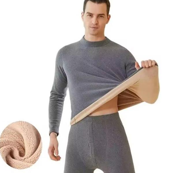 Winter Thermal Underwear Men Mock-neck First Layer 2 Pieces Under Panties and Undershirts Keep Warm Clothing Elastic 6XL