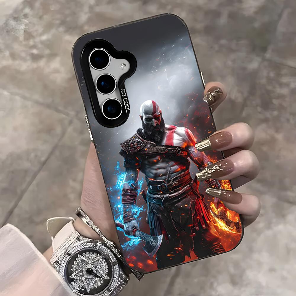 

War God Kratos Phone Case For Samsung S25 Ultra S23 S22 S21 S20 Ultra Plus S24 Fe A54 A55 Color Silver Cover Samsung Note20Ultra