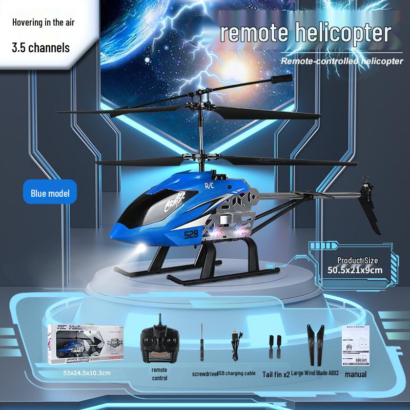 3.5-Channel Alloy Remote Control Helicopter with Cool Lights - Drop-Resistant Toy Aircraft