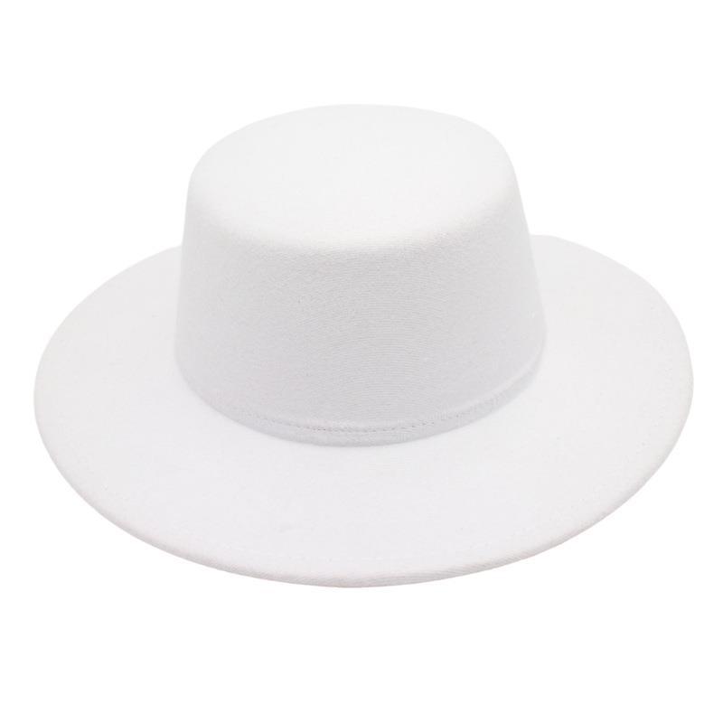 French Bare Top Hat Hepburn Style Sunshade Felt Hat Minimalist High-End Jazz Hat Temperament Women'S Woolen Hat British Style