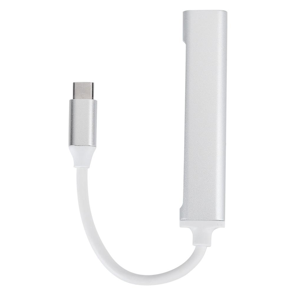 4Port USB 3.0 Hub MultiFunction Type C Splitter Extender Dock Adapter OTG PC(Silver )