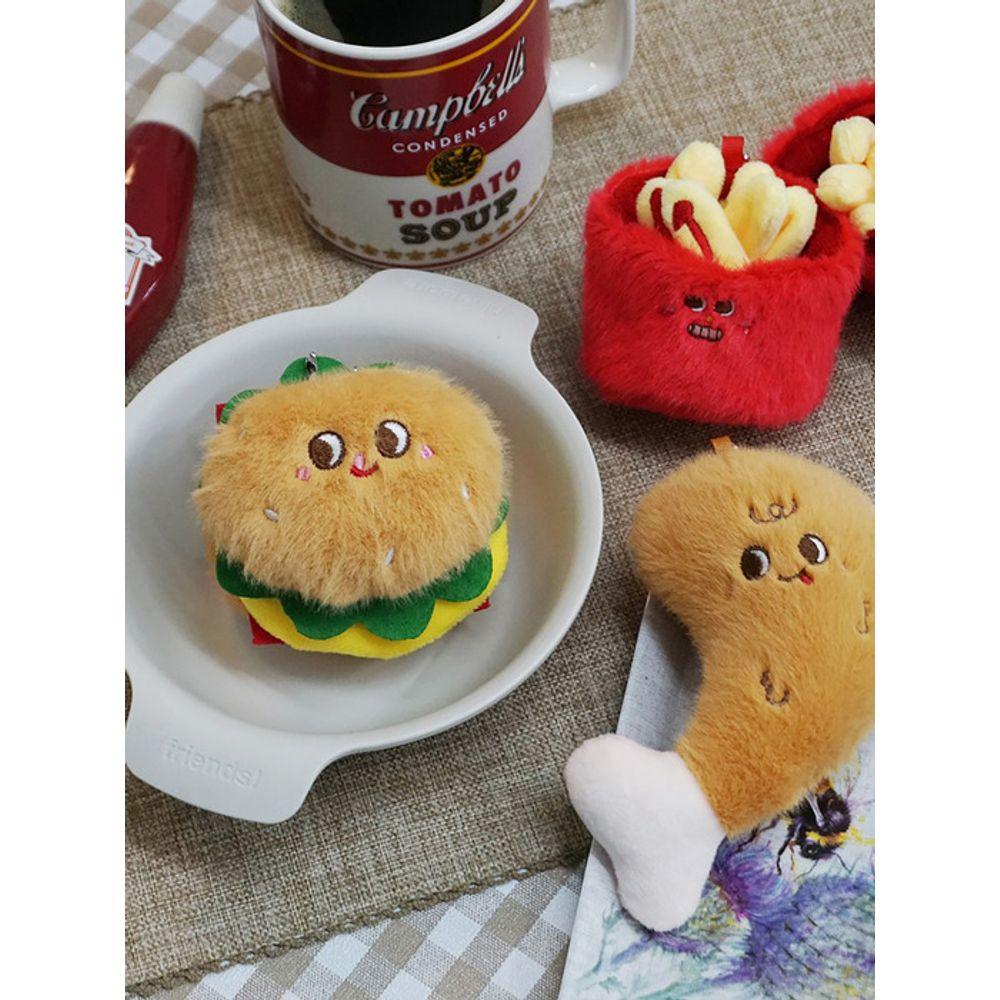 Briskstyle Hamburger Character Plush Bag Keychain Key Ring