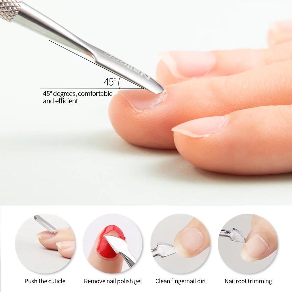 3Pcs/set Professional Nail Cuticle Trimmer and Pusher - Ergonomic Stainless Steel Dead Skin Scissor Nipper Tool for Home Use