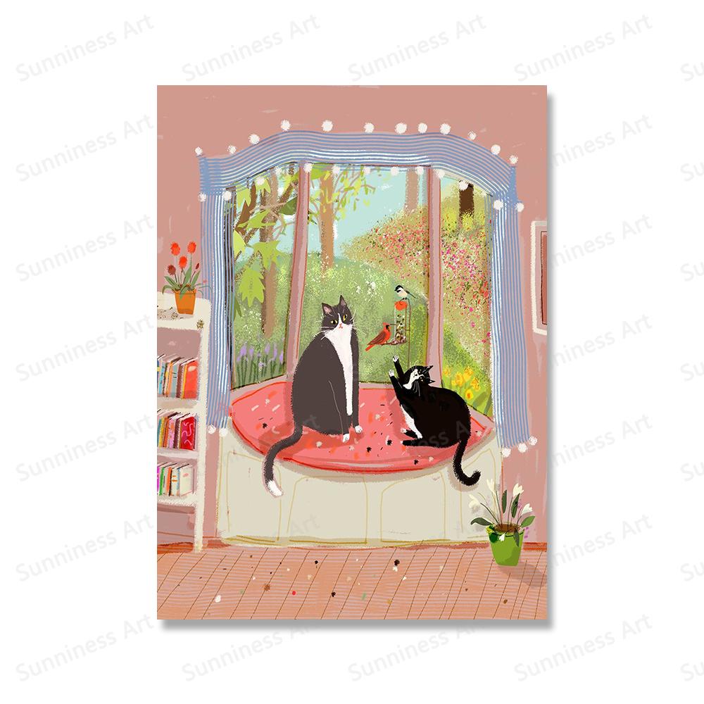 

Забавный плакат с котом из джунглей, парусная лодка, западная ковбойская кошка, холст, картина, подарок для любителя кошек, настенные художественные фотографии для гостиной, домашний декор 21x30cm No Framed фиолетовый