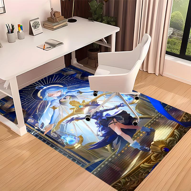 1 Stück Genshin Impact Furina Druck Teppich - Weiche, Waschbare Rutschfeste Indoor-Matte für Bürostühle, Wohnzimmer, Home Office Dekorteppich