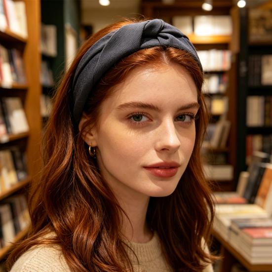 Women Headband Twist Knotted Design Anti-Slip Design Comfortable Fit Wide-Brimmed Hair Hoop Hair Accessory