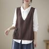 Spring and Autumn Women's Knitted Vest V-neck Solid Color Ethnic Style Lace Sweater Women