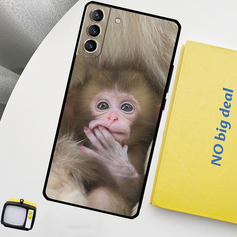 Cute Baby Monkey Animal Phone Case For Samsung Galaxy S25 Ultra S20 S21 S22 S23 Plus S9 S10 S25 FE S24 Ultra Cover