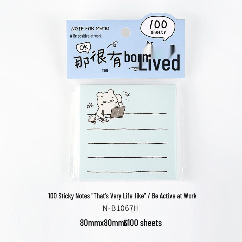 100 Lived-in Series Fun Anime Illustration Sticky Notes – Journal Decoration Material