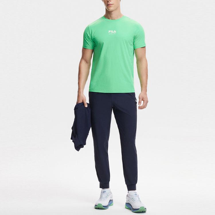 FILA Fitness Series Solid Color Mid-Rise UV Protection Tapered Knit Sports Pants Men bottoms Dark-Blue A11M421618F-NV