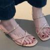 Fashion 2025 New Fashion French Wedge Crossover Slipper Open Toe Temperament High Heel Sandals for Women Elegant Slippers