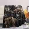 1PC Moonlit Highland Yaks Print FlAannel Blanket, High quality Comfortable for All Seasons, Home Decor, Warmth and Comfort