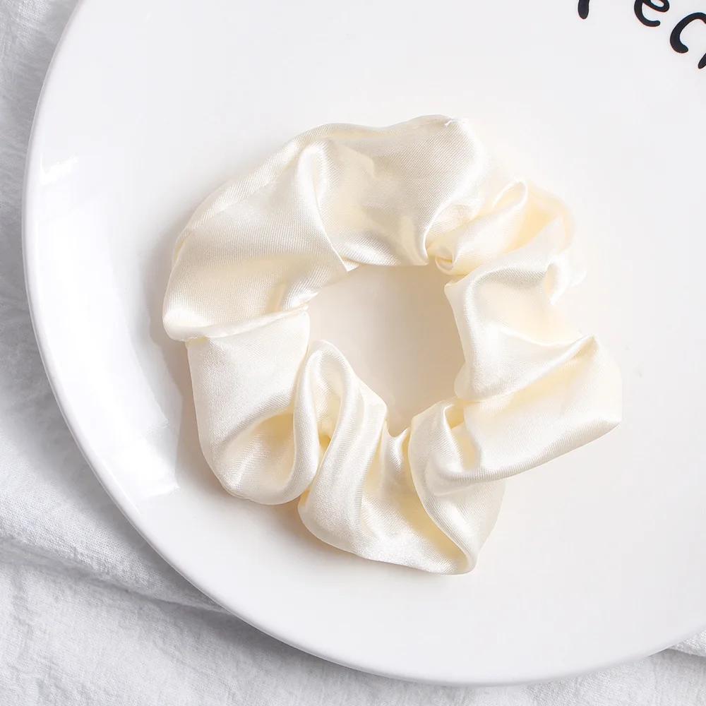 1piece Fashion Silk Scrunchies Solid Red Rubber Bands for Women Girls Korean Elastic Hair Bands Ponytail Hold Hair Accessories
