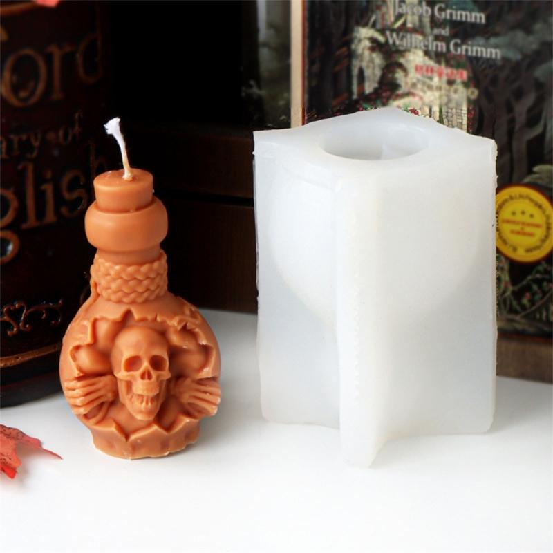 Skeleton Head Silicone Molds for Candle Soap Gypsum Decorations, Halloween Candle Molds for Making Halloween Present