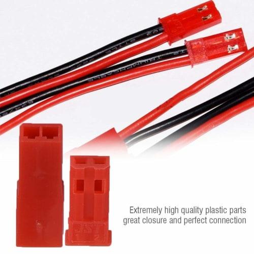 VFUE JST Plug Pins, JST Plugs, Durable JST Female and Male Plug Battery Connectors with Red Housing for RC Electric Helicopters (10 Pairs)