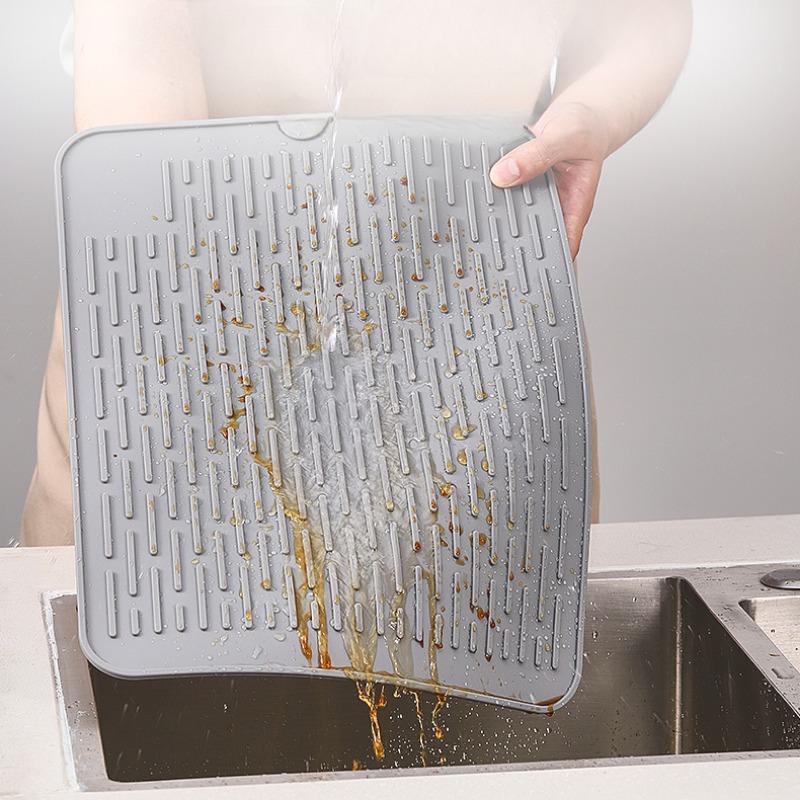 Kjøkken Silikon Bordbrikke Dreneringspute Sklisikker Lett å Rengjøre Isolert Bordbrikke Hjemmebord Multifunksjonell Skåldreneringsmatter Underlag