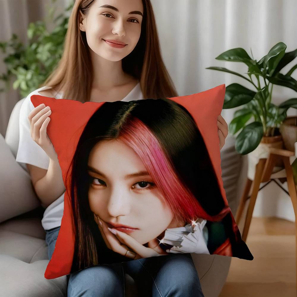 Korean Singer ITZY Yeji Pillow Case Short Plush Sofa Decorative Gift Home Double-sided Printing Cushion