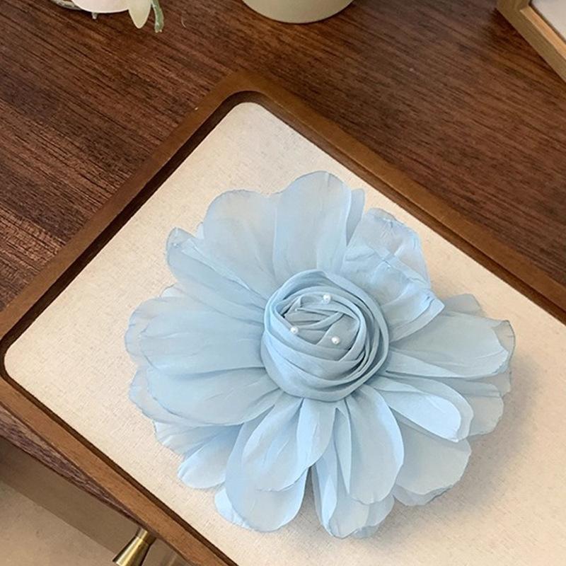 Jianhua Light Pink Atmosphere Chiffon Flower Grab Clip Large Super Fairy Plate Hair Shark Tender Accessory