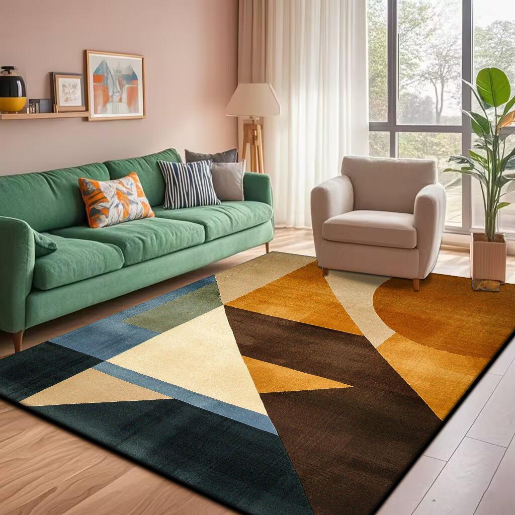 Modern Geometric Large Rugs for Living Room Decoration Nordic Style Home Carpet Light Luxury Bedroom Rug Non-slip Washable Mat