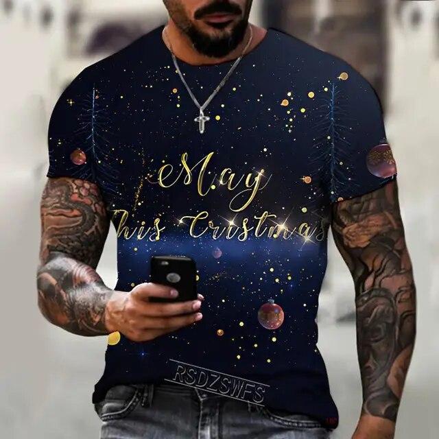 

Летняя мужская футболка с дизайном «Рождественская елка» и 3D-печатью футболки с рисунком Свободная повседневная футболка супер большого размера Удобная индивидуальная 5XL XXXL