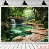 2D Naturwasserfall Kulisse Üppiger Wald Studio Fotografie Hintergrund