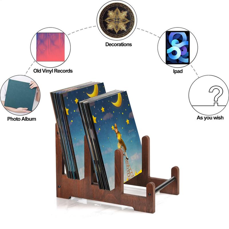 Record Storage Record Storage Rack Wooden 3-Layer Desktop Album Recipe Shelf Photo Organizer Holder For Bookstore Bookshelf