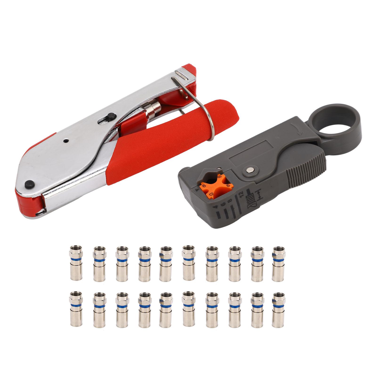

Coaxial Cable Crimper Wire Stripper Crimping Pliers with 20pcs F Connector for RG6