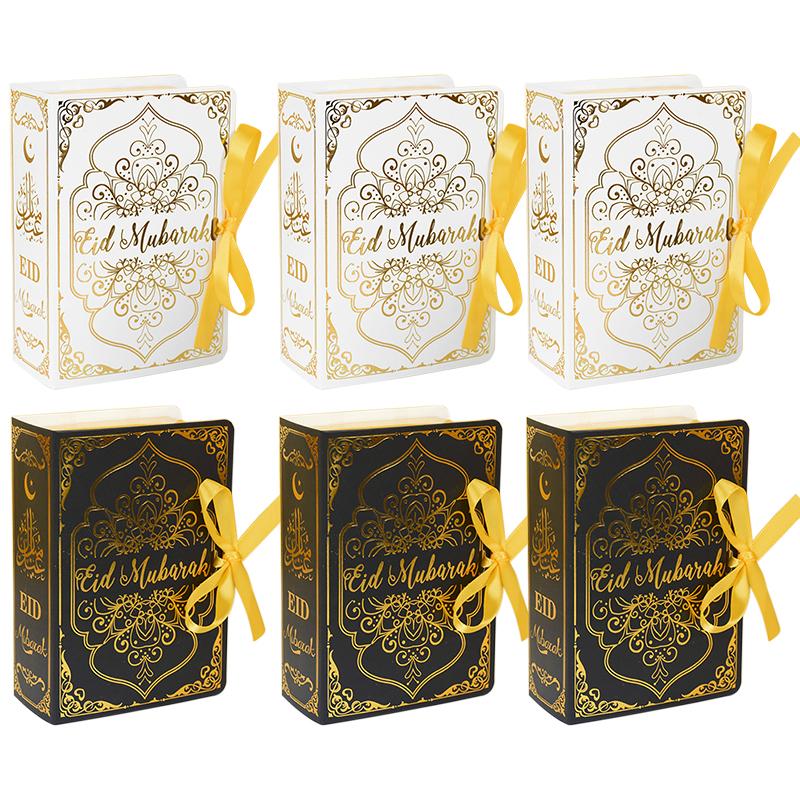 

3/5/10 шт. Подарочные коробки Ид Мубарак в форме книги, коробка для шоколадных конфет, сумка, исламский мусульманский фестиваль, сувениры для вечеринки 2024 года, украшение на Рамадан 3pcs