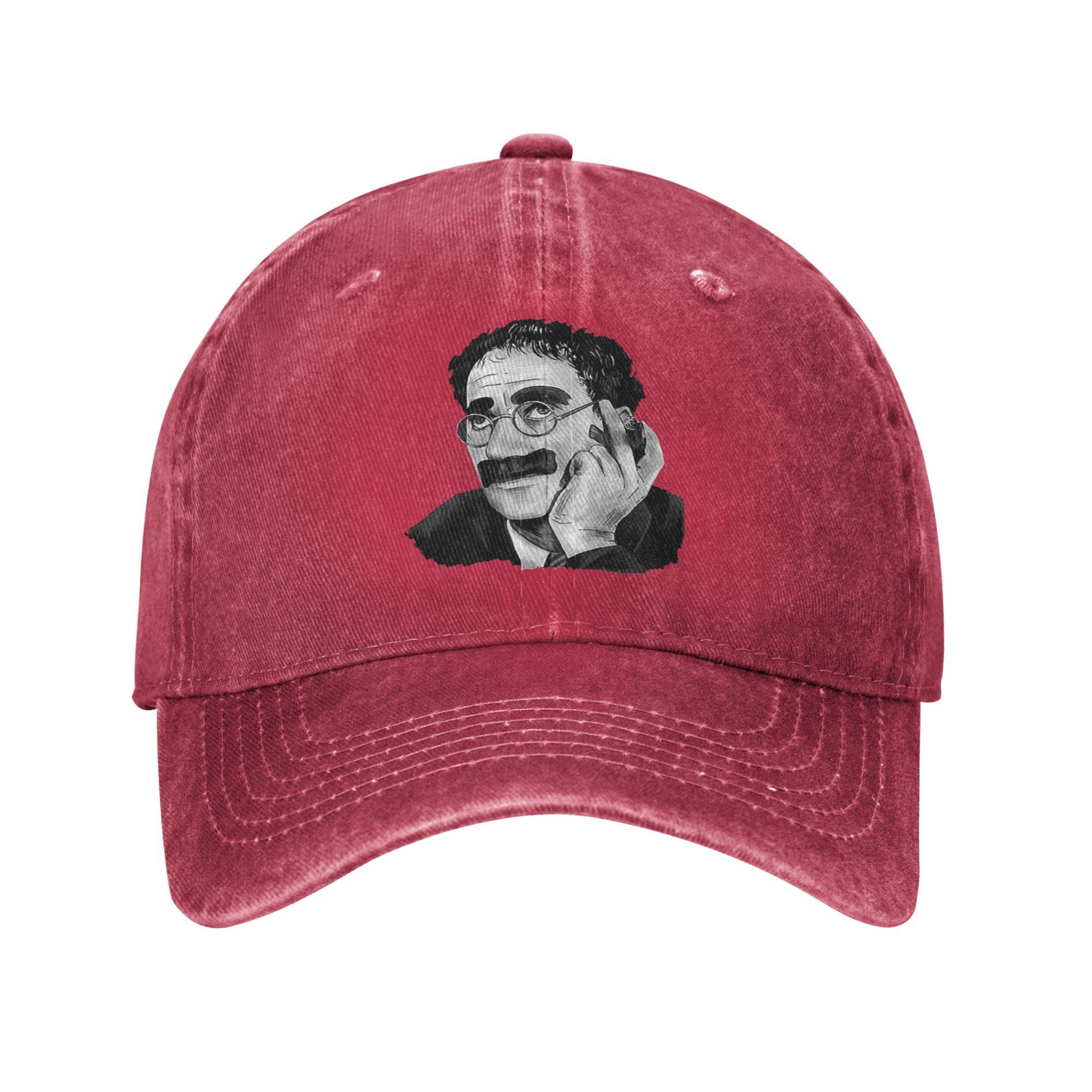 Groucho Marx Portrait Illustration by Burro Denim Fabric Baseball Caps Snapback Baseball Hats Breathable Casquette Unisex One Size