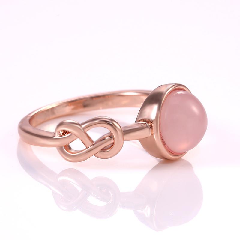 Neue Romantische Rose Gold Farbe Ring Frauen Solitaire Rosa Stein Prinzessin Party Finger Zubehör Mode Schmuck Ring Nettes Geschenk