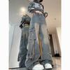 Dames 2026 American Retro Denim Overall met Meerdere Zakken - Casual Trendy Jeans met Rechte Pijpen