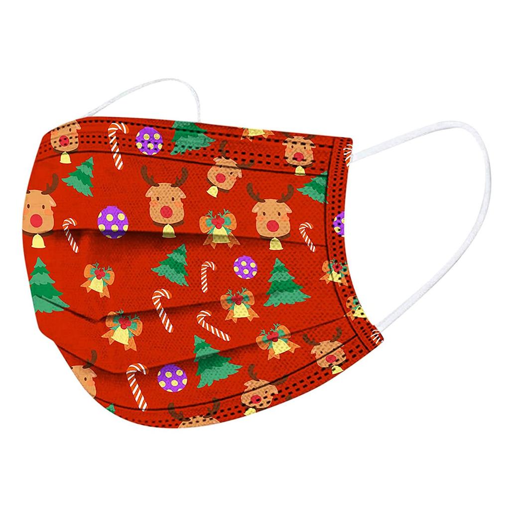 10pc Disposable Christmas Snowman Elk  Print Face Adult Facemask Breathable Anti-Dust Safety Mask