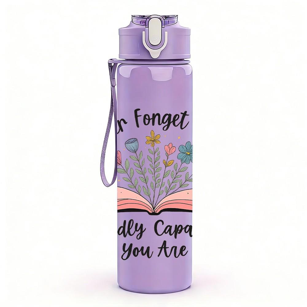 1PC Flower Forget Him Book Art 750ml Color Plastic Sports Water Bottle Leakproof Flip Straw Lid Suitable for Sports Office Home Use