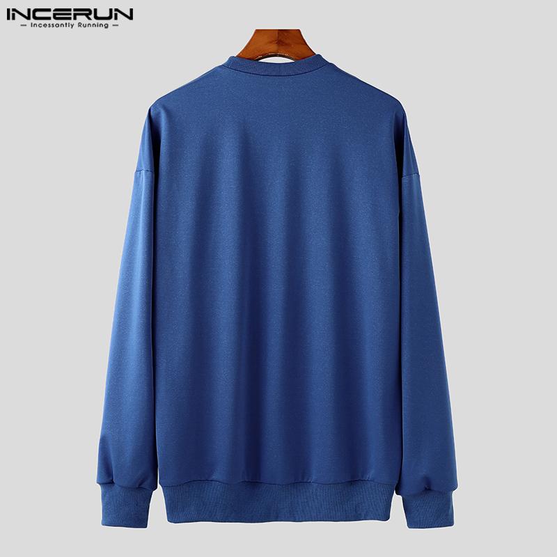 INCERUN Spring Men O Neck Long Sleeve Print Loose Pullovers Sweatshirts