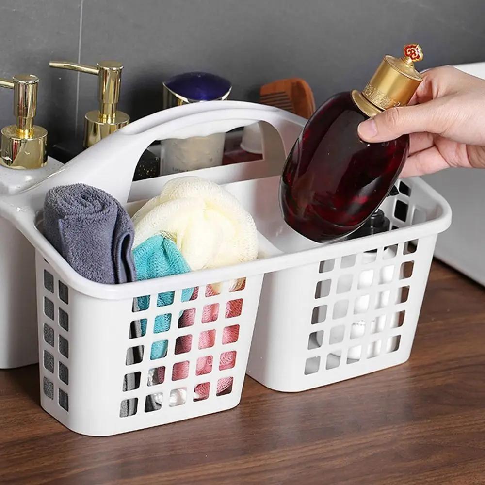 Durable Plastic Shower Basket Simple Functional Hollow Out Storage Basket Washing Basket For Bathroom/Toilet