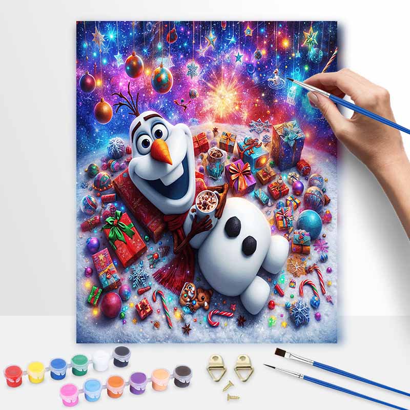 Disney Olaf Christmas Oil Painting Kit Home Bedroom Wall Decor Handmade Gift Art Crafts Supplies Festive Decoration For Holiday Decor