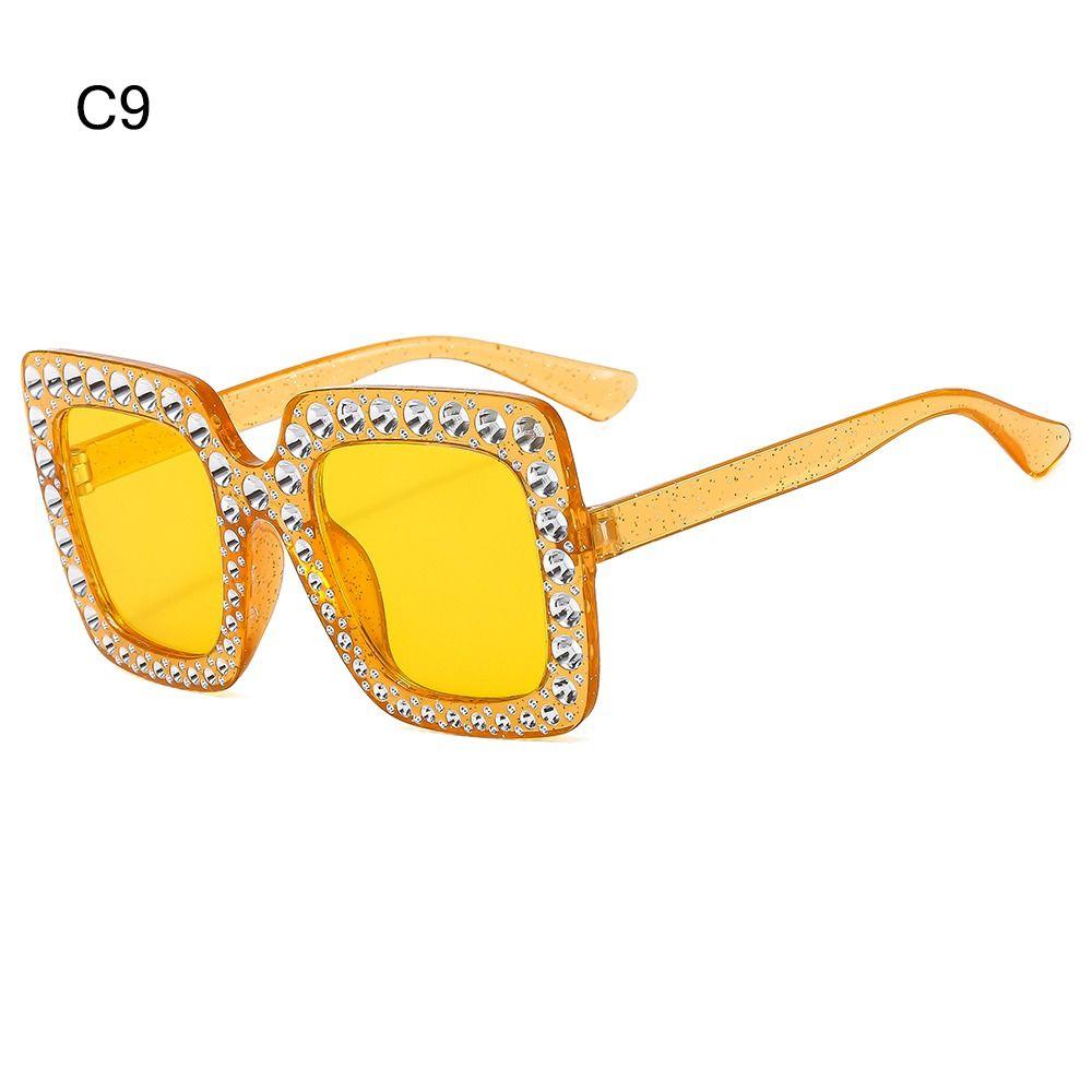 Crystal Oversized Sunglasses for Women Rhinestone Square Diamond Sun Glasses Retro Big Frame Sparkling Eyewear  New
