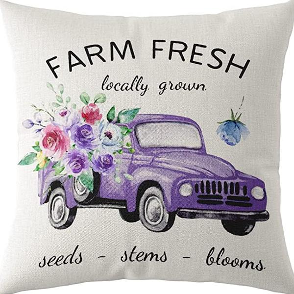 Flowers Daisy Tulip Printed Linen Pillow Case Home Living Room Sofa Bedroom Pillow Case