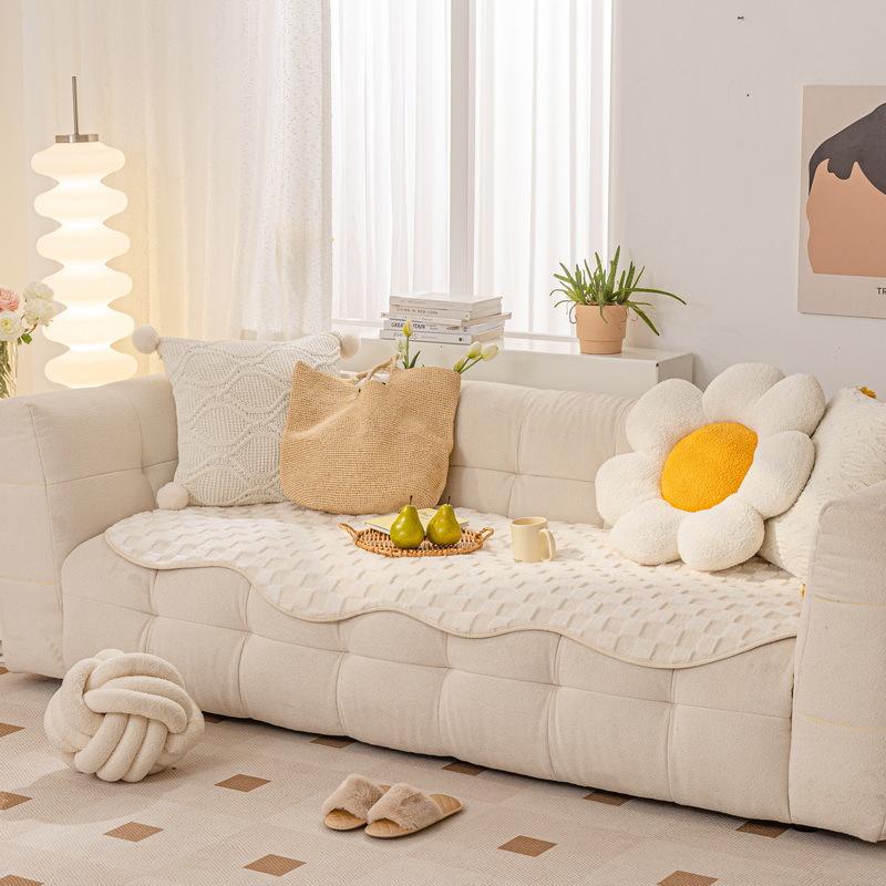 Irregular Special-shaped Sofa Cushion Universal Non-slip Square Plush Thickened Warm Cushion for All Seasons 80*280cm