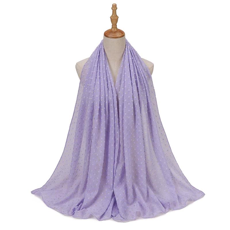Bubble Pearl Scarf Stamping Chiffon Hijabs For Women Plain  Head Hijab Wrap Solid Shawls Headband Foulard Femme Muslim Hijab