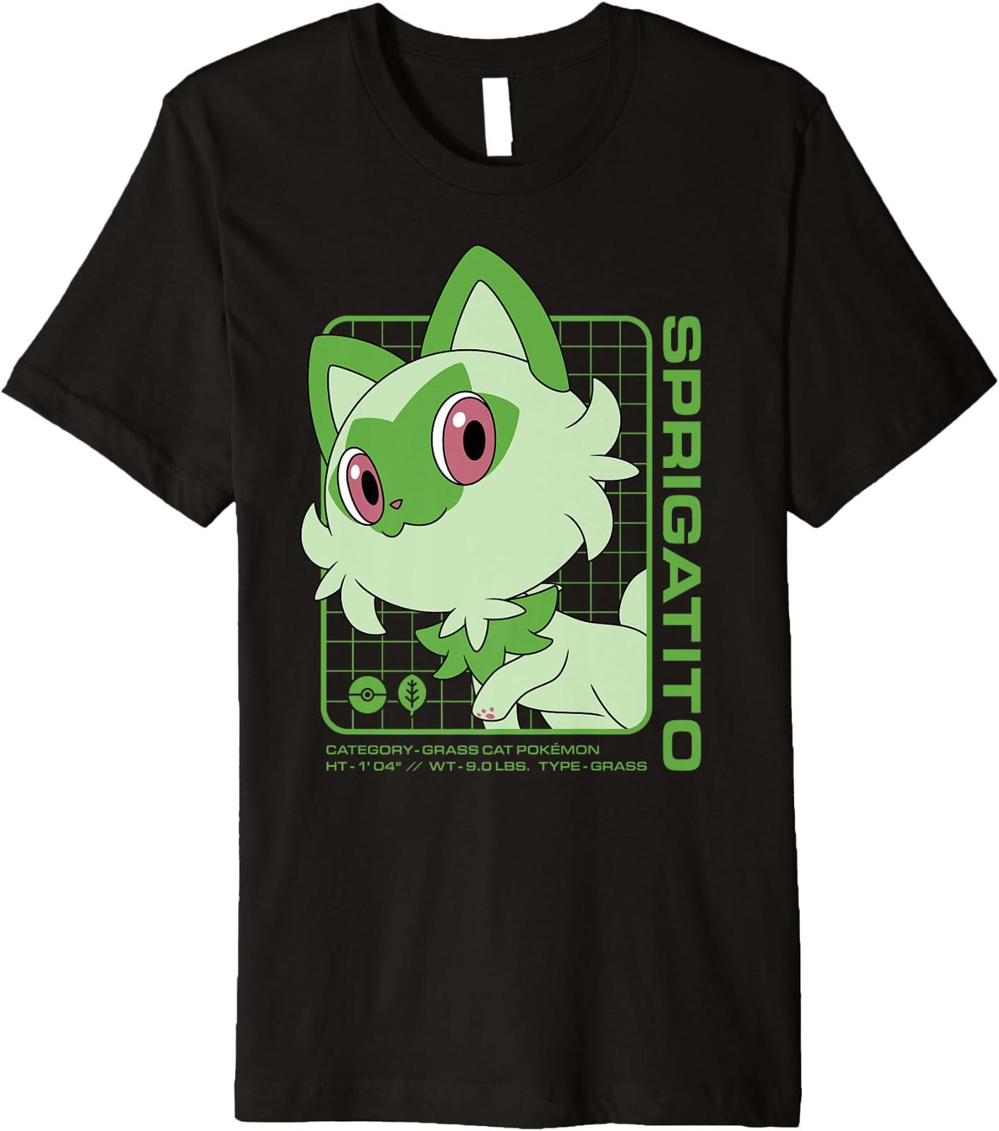 Pokémon Sprigatito Stats Premium T-Shirt Gift For Kids All Size S-4XL XXXL
