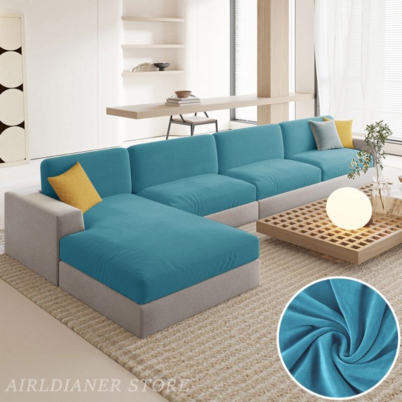 Luxury Velvet Sofa Covers Super Soft Sofa Seat Cushion Covers Solid Living Room Stretch Sofa Couch Case Home Decor Washable Pets