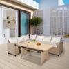 KAPAS Garden Furniture Set - 5 People - Steel and Woven Resin - Beige
