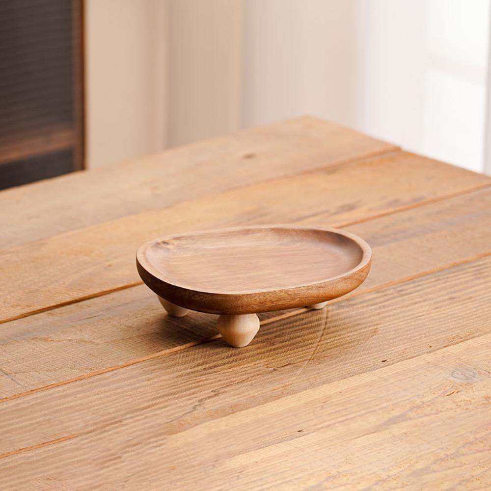 

New Oval Wooden Tray Chinese Style Walnut Wood Jewellery Display Trays Handmade with Base Bracket Storage Tray Desktop Ornament