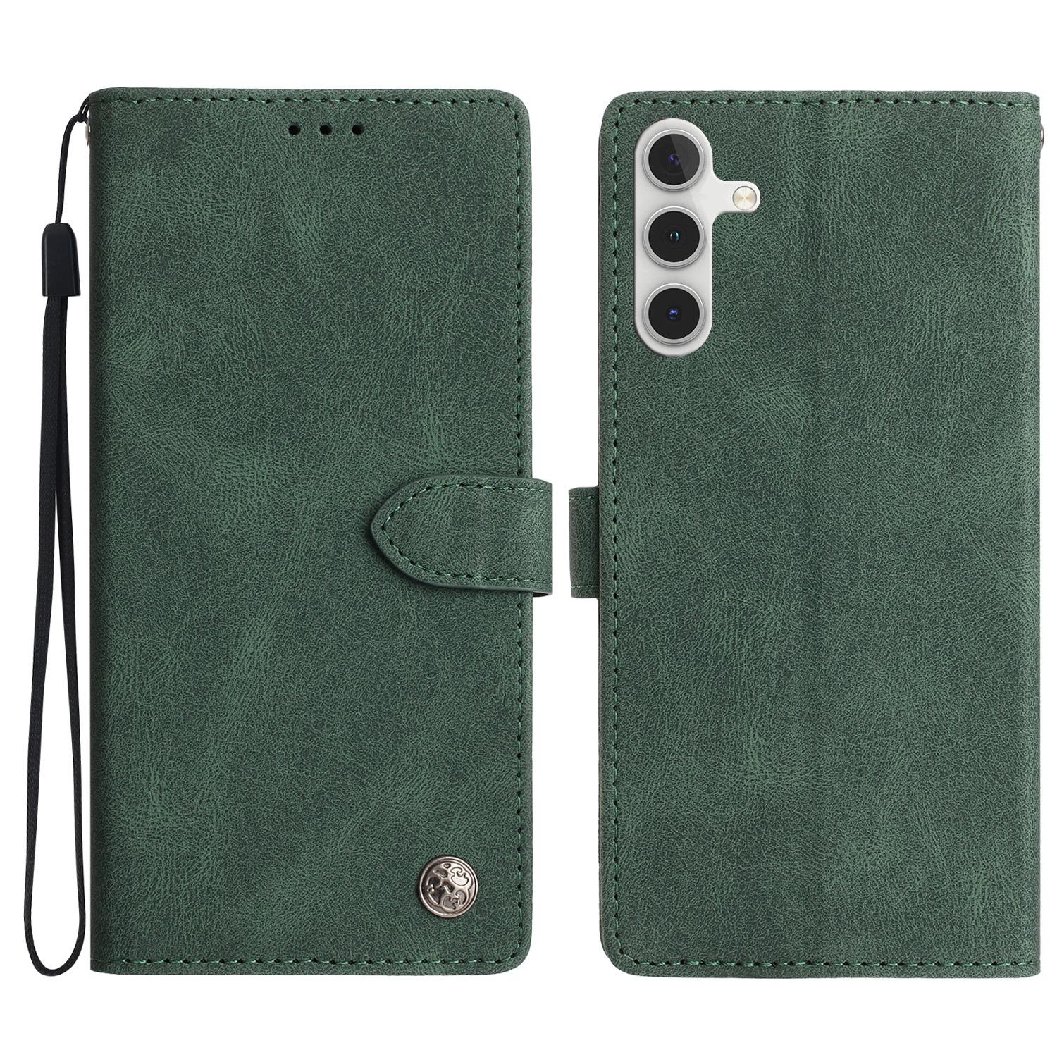 

For Samsung Galaxy A16 4G Leather Case Solid Color Phone Wallet Cover Green