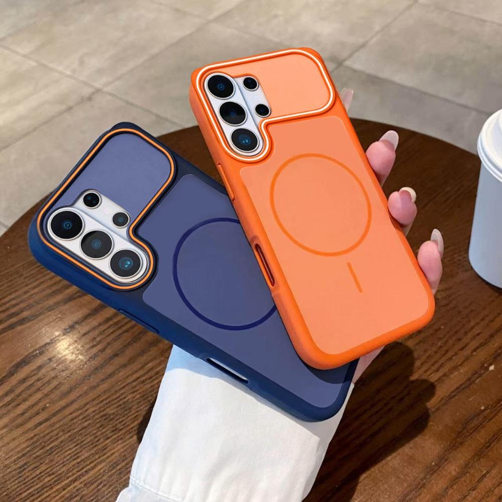 Contrast Color Frosted Magnetic Soft Case for Samsung Galaxy S26 Plus S25 S24 S23 Ultra for Magsafe Shockproof Bumper Back Cover