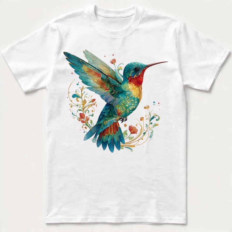 Hummingbird Floral Art Nature Retro Gift Men Women T-Shirt Tee 3 XL