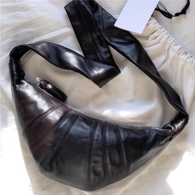 Leather Croissant Women'S Head Layer Sheepskin Niche Fanny Pack Shoulder Crossbody Breast Bag Croissant Bag Dumpling Bag